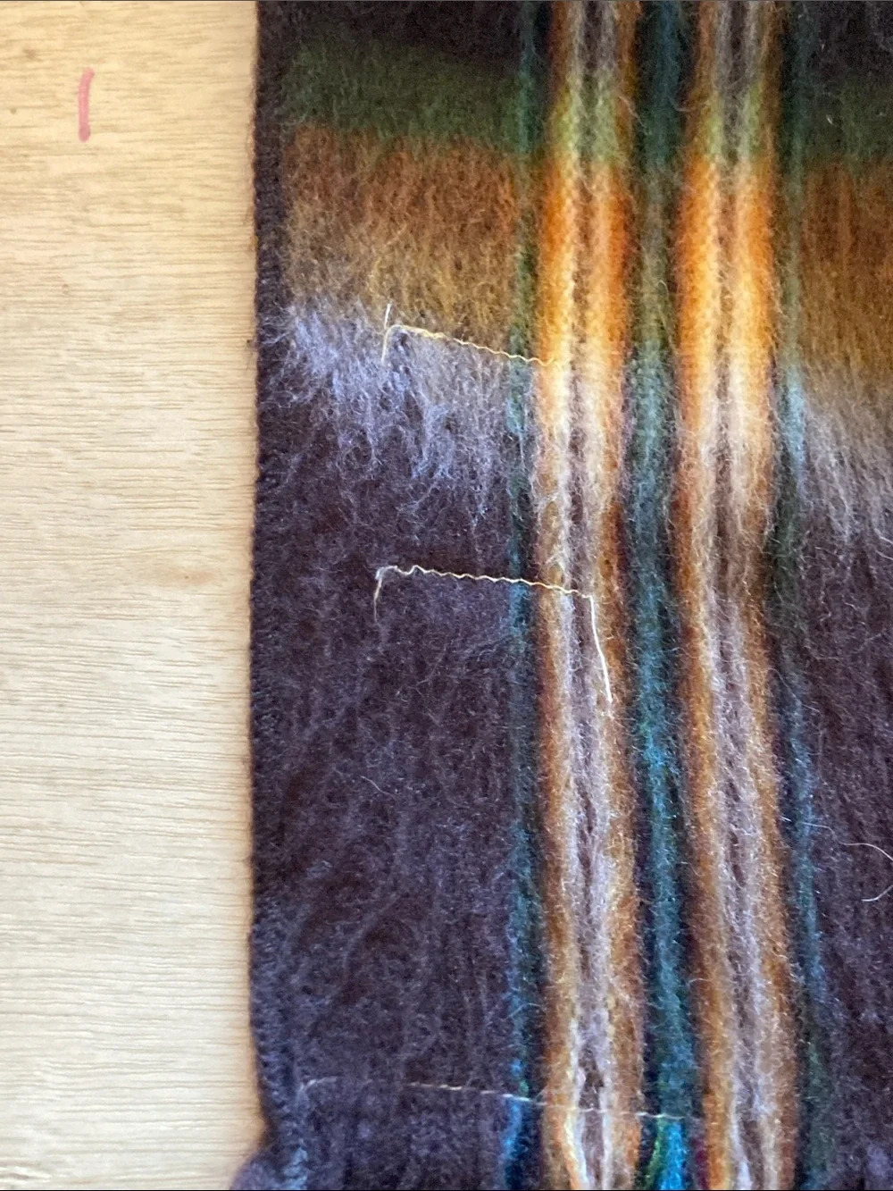 Striped Brown and Green 100% cashmere Scarf made in Ecuador